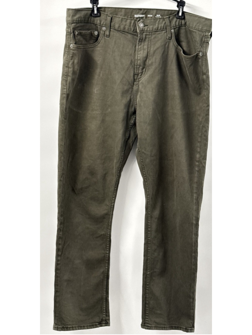 Old Navy Men Slim Built-In Flex Olive Green 5-Pocket Pants 38x32 Gorpcore Clean